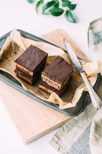 Coffee Walnut Caramel  Slice