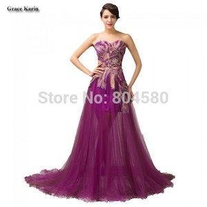 Grace Karin Stock Strapless Embroidery Evening Dress Formal Dinner party dresses Special Occasion Prom Gown CL6165