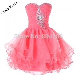 Fashion Ladies Stock Strapless Voile Ball Prom Gown Short Cocktail Party Dress 8 Size CL6077