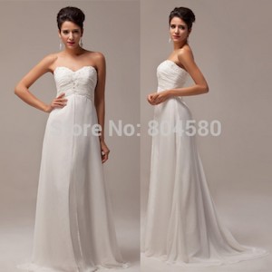 Hot Stock Strapless Chiffon prom dresses Floor-Length Long evening party gown wh…