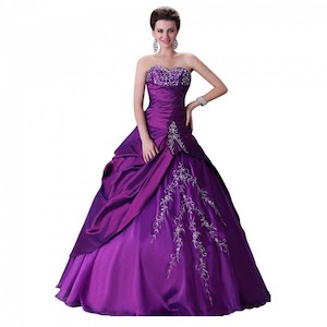 Royal fashion and Elegant Beading Purple Party Gown Long Wedding Dress Bridal Dr…