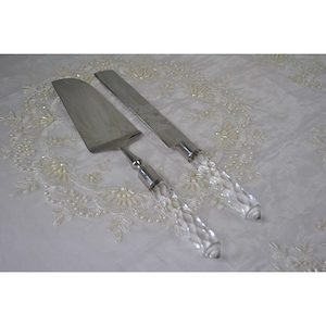 Cake Knife and Slice Set Crystal Handle