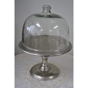 Silver Cake Stand with Glass Dome