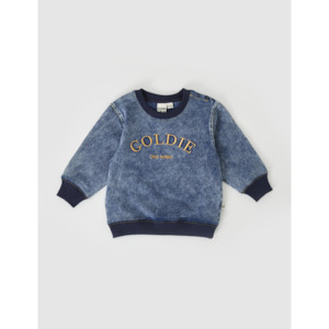 Goldie + Ace Goldie Crew Embroidered Denim Look Sweater