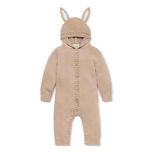 Clothing: Aster & Oak Taupe Bunny Knit Romper