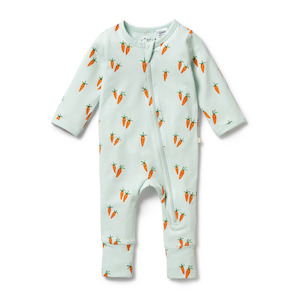 Wilson & Frenchy Cute Carrots Organic Zipsuit With Feet