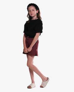 THE GIRL CLUB | Dark Plum Rib Simple Shorts