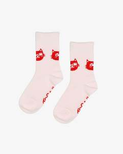 THE COLLECTIBLES | Pink Meow Cat Scallop Edge Socks