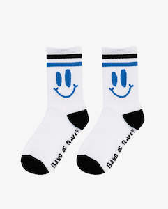 Clothing wholesaling: THE COLLECTIBLES | White + Blue Happy Skate Socks