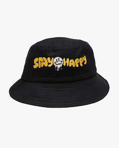 THE COLLECTIBLES | Stay Happy Black Bucket Hat