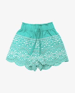 Clothing wholesaling: THE GIRL CLUB | Teal Border Embroidery Shorts