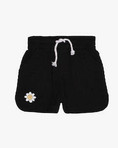 THE GIRL CLUB | Black Waffle Shorts