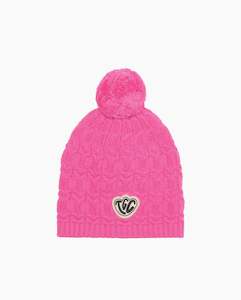 THE COLLECTIBLES | Bubblegum Pink Lace Knit Pom Pom Beanie