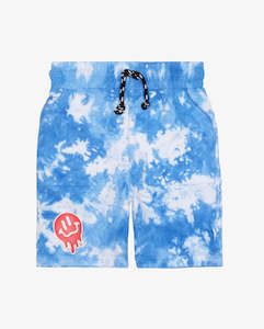 Clothing wholesaling: BAND OF BOYS | Drippin in Smiles Blue Tie-Dye Shorts