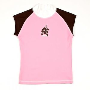 Short-sleeved rash shirt – Pink Mocha 1