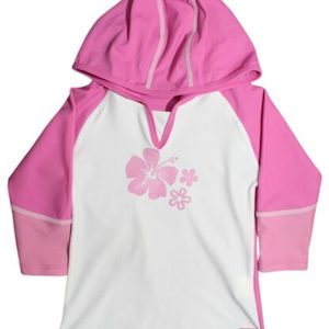 Long-sleeved hoodie rash shirt – Pink/White 0