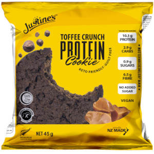 Gift Ideas Under 10: Justine's Hurricanes Keto Vegan Toffee Crunch Protein Cookie 45g