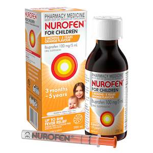 Nurofen For Children 3months - 5years Pain and Fever Relief 100mg/5mL Ibuprofen Orange 200mL