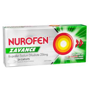 Nurofen Zavance Fast Pain Relief Caplets 256mg Ibuprofen 24 pack