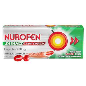 Nurofen Zavance Fast Pain Relief Liquid Capsules 200mg Ibuprofen 20 pack