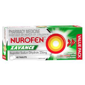 Nurofen Zavance Fast Pain Relief Tablets 256mg Ibuprofen 48 Value Pack