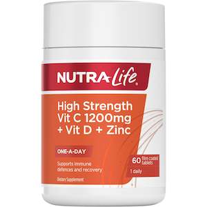 Nutra-Life High Strength Vitamin C + D + Zinc 60s