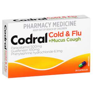 Codral Cold & Flu + Mucus Cough Capsules 24 Pack