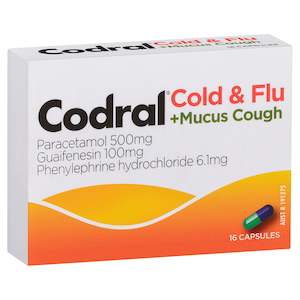 Codral Cold & Flu + Mucus Cough Capsules 16 Pack