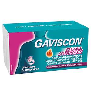 Stomach Bowel Treatments: Gaviscon Dual Action Mixed Berry 48 tablets