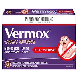 Stomach Bowel Treatments: Vermox Worming Treatment Choc Chews 6 Tablets