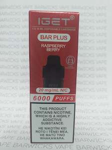 IGET BAR PLUS 6000 20mg Raspberry Berry