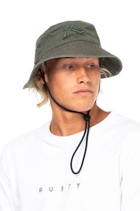 RUSTY Comp Wash Bucket Hat Boys Dark Army