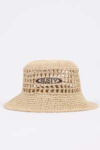 RUSTY Splendour Straw Bucket Hat Natural