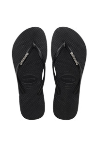 HAVAIANAS Slim Logo Metallic Black Silver 2976