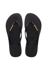 HAVAIANAS Slim Logo Metallic Black Gold 1924