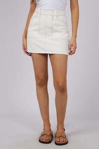 ALL ABOUT EVE Becca Denim Skirt Vintage White