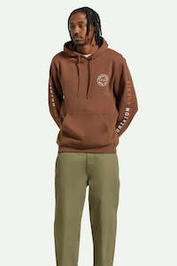 BRIXTON Crest Hood Pinecone Brown Rust Orange White