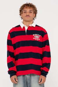 Clothing: RUSTY Gnasher Rugby Top Deep Red