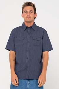 RUSTY Commodore Short Sleeve Shirt Navy Blue