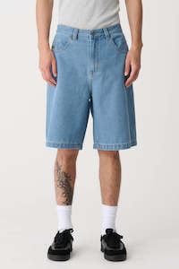 Clothing: XLARGE Peace Man Bull Denim Short Mid Blue Denim