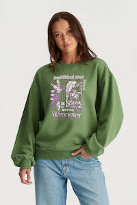 WRANGLER Wattle Slouch Sweat Elm Green