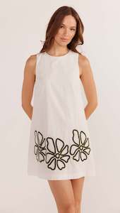 MINKPINK Kimika Embroidered Mini Dress Ivory