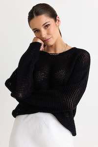 RE:UNION Dawn Crochet Knit Jumper Black