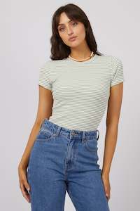 ALL ABOUT EVE Eve Rib Stripe Tee Surf