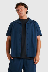 RVCA Seered Stripe Shirt Petrol Blue