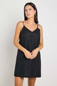 RE:UNION Wave Strappy Mini Shift Dress Black