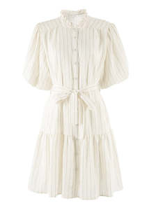 Clothing: IVY + JACK Delphi Belted Mini Dress Ivory Stripe