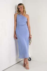 AMONG THE BRAVE Fantasy One Shoulder Midi Dress Powder Blue