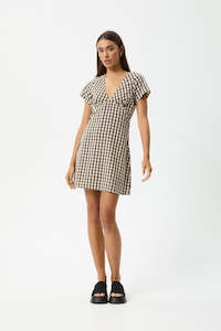 AFENDS Gambat Check Tea Dress Black Sand