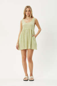 AFENDS Darcy Jesse Seersucker Mini Dress Lemongrass Check